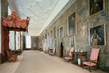 Hardwick Hall (1590-97), Intérieur de la Longue Galerie, Derbyshire, Royaume-Uni
