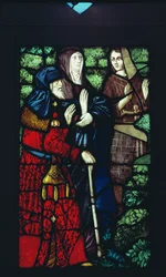 Jean-Baptiste prend congé de ses parents, vitrail du 16ème siècle