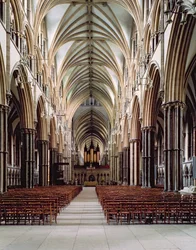 Cathédrale de Lincoln, 1185-1311, vue de la nef, construite 1215-55, Lincolnshire, Royaume-Uni
