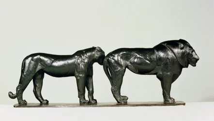 Lion et lionne par Rembrandt Bugatti