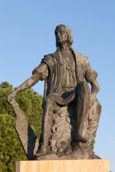 Statue de Christophe Colomb au monastère de La Rábida, province de Huelva, Andalousie, sud de l