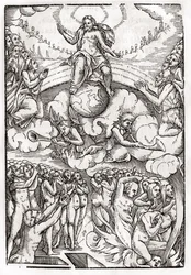 Le Jugement Dernier, basé sur une gravure sur bois de Hans Holbein le Jeune, de 