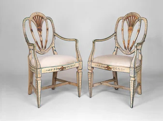 Deux fauteuils peints Hepplewhite, fin 18ème siècle