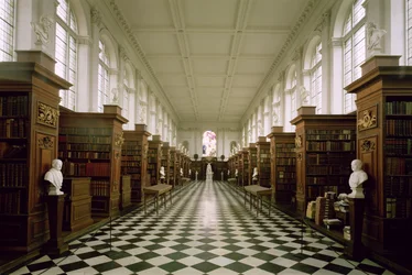 Bibliothèque Wren, vue intérieure, 1676-84, construite par Sir Christopher Wren, Collège Trinity, Cambridge, Royaume-Uni