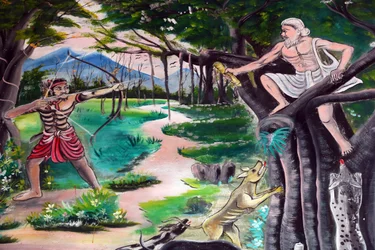 Temple bouddhiste Wat Inpeng. Les Jataka Tales sont des récits sur les vies antérieures de Bouddha (avant qu