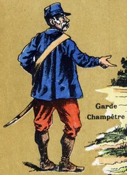 Un garde champêtre. Alphabet illustré. Imageries réunies à Jarville-Nancy, début du 20ème siècle. Dim: 40 x 29 cm