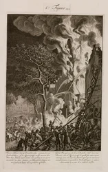 Un incendie dans une raffinerie de sucre, Amsterdam, Hollande, 29 décembre 1669