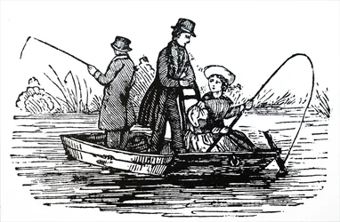 Un groupe de jeunes gens pêchant