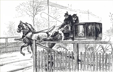 Un cheval et une calèche traversant les rues de Londres