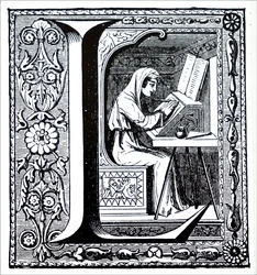 Un moine illuminant un manuscrit