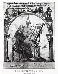 Un moine illuminant un manuscrit