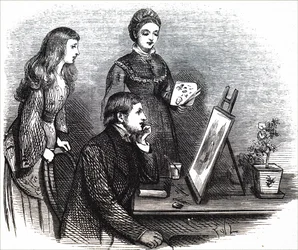 Une jeune artiste présentant son travail