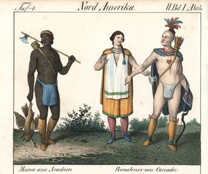 Homme acadien avec le corps tatoué et un couple d