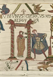 Aelfgyva avec un prêtre, Tapisserie de Bayeux