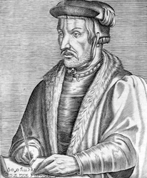 Agrippa von Nettesheim aussi connu sous le nom de Heinrich Cornelius (1486-1535) médecin, théologien et philosophe allemand, gravure