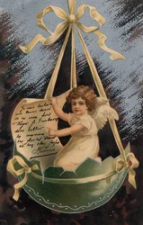 Un ange apporte un message - Carte postale datée de 1904