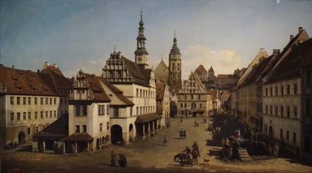 Bernardo Belotto, dit Canaletto, "La place du marché de Pirna", 1768, Musée Pouchkine, Moscou