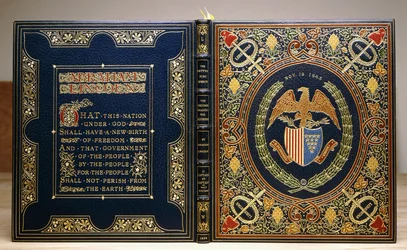 Reliure du livre "Le discours de Gettysburg et le second discours inaugural, 1928"