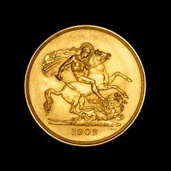 Pièce britannique représentant Saint Georges et le dragon