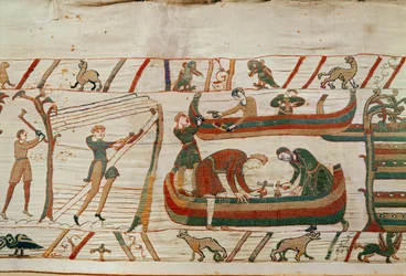 Construction de navires sous les ordres du duc Guillaume, Tapisserie de Bayeux
