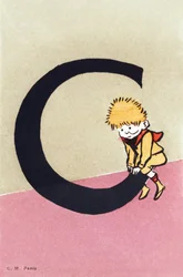 C comme à cheval - Alphabet enfants. C. M. éditeur, Paris. Cartes postales peintes à la main, affranchies en 1904. Dimensions : 14 x 9 cm