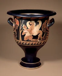 Cratère en cloche à figures rouges campaniennes décoré d