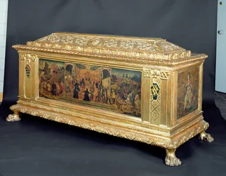 Cassone avec panneaux représentant La Continence de Scipion et des allégories de la Force et de la Prudence, attribué à l