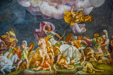 Peinture de plafond au Palazzo Duccale, Palais Royal, Château San Giorgio, Mantoue, Lombardie, Italie, Europe