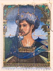 Peinture sur carreau de céramique sur la Casa del Rey Moro, la Maison du Roi Maure, Ronda, Province de Malaga, Espagne