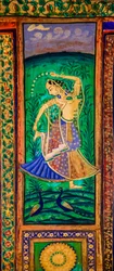 Cour de Chittra Shala avec des peintures fines virtuoses, Fort de Taragarh, Bundi, Rajasthan, Inde, Asie