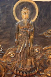 Pagode bouddhiste Chua Thien Lam Go. Bouddha Shakyamuni. Varada mudra : geste de charité. Thay Ninh, Vietnam
