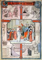 Baptême de Clovis par Saint Remi à Reims, vers 1930