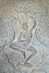 Relief de danse Apsara sur le mur extérieur ouest, Angkor Wat, Cambodge