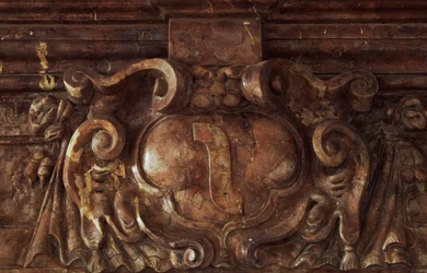 Détail décoratif du château de Nowy Wiśnicz, Pologne, 14e-16e siècle