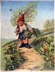 Nain revenant de la cueillette, vers 1900 (carte postale)