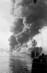 Explosion du pétrolier "Rosario Pellegrino" à Porto Marghera, Venise - 1960