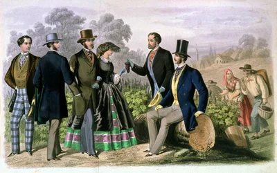Société élégante à la récolte des raisins, vers 1860-1870