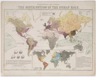 Carte ethnographique montrant la distribution de la race humaine