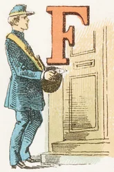 F - Facteur - Alphabet Enfantin, Éditions Gordinne, vers 1920