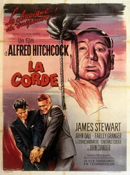 Affiche française du film La Corde réalisé par Alfred Hitchcock avec Jimmy Stewart, John Dall et Farley Granger 1948