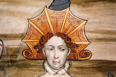 Fresques de la Salle Baroniale (15ème siècle), (détail), Château de la Manta, Manta (Cuneo), Piémont, Italie