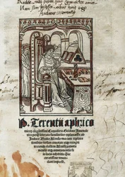 Frontispice des comédies du poète comique Térence (Publius Terentius Afer) (190-145 av. J.-C.). L