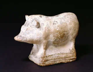 Hochet de cochon de Eleusis, Grèce, 410-380 av. J.-C. (terre cuite)