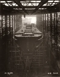 Grue portique en opération au-dessus du cargo 