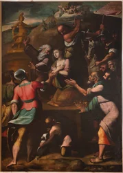 Gênes, Duomo (Cathédrale Saint-Laurent), intérieur, Baptistère (anciennement Église Saint-Jean-le-Vieux) : "Martyr de Sainte Catherine"