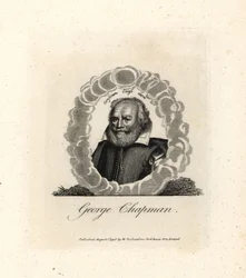 George Chapman, dramaturge, traducteur et poète anglais, mort en 1634. Gravure sur cuivre de William Richard