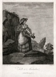 Fille de Montmélian, en Gironde, jouant de la vieille (gravure)