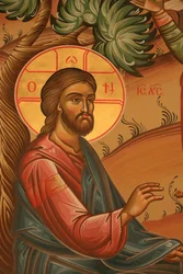 Icône orthodoxe grecque représentant Jésus dans le Jardin des Oliviers, Thessalonique, Grèce