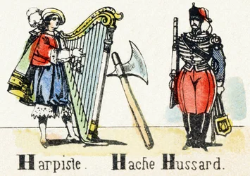 H - Harpiste Hache Hussard - Alphabet - divertissements enfantins - Imagerie d