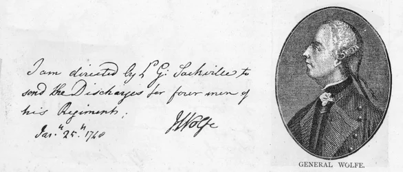 Écriture et signature du général Wolfe, 25 janvier